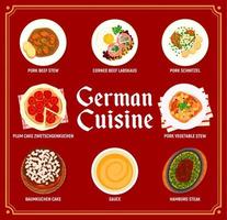 tysk kök restaurang måltider meny mall vektor