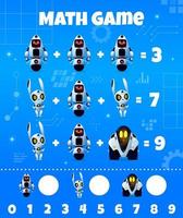 Karikatur Droiden und Roboter, Mathematik Spiel Arbeitsblatt vektor