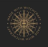 ockultism och magi ikon med ankh och Sol vektor