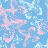 nahtlos Muster mit Hand gezeichnet detailliert Schmetterlinge. drucken. Stoff Design, Hintergrund vektor