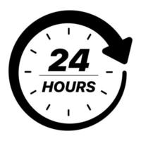 24 Stunde Timer Uhr schwarz vektor