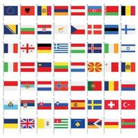 einstellen von alle Europa Flagge Pole Flaggen vektor