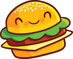 rolig och söt hamburgare leende lyckligt vektor