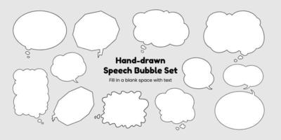 einstellen von einfach, handgemalt Rede Luftblasen oder Luftballons, einschließlich Dialog, Comic Text, und Wort Luftballons. Vektor Illustrationen.