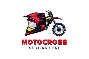 Moto-Cross Logo Design, Moto-Cross und bunt Helm Vektor Illustration