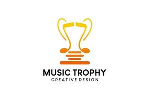 Musik- Logo Vektor Illustration Design mit Ton Symbol im Trophäe gestalten
