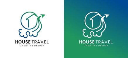 Reise Zuhause Logo Design mit kreativ Linie Kunst Stil vektor