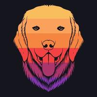 golden retriever hund, retro färgglad illustration vektor