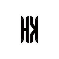hk Logo Monogramm mit Schild gestalten Designs Vorlage vektor
