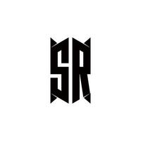 sr Logo Monogramm mit Schild gestalten Designs Vorlage vektor