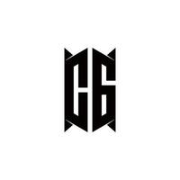 cg Logo Monogramm mit Schild gestalten Designs Vorlage vektor