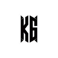 kg logotyp monogram med skydda form mönster mall vektor