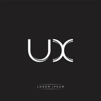 ux Initiale Brief Teilt Kleinbuchstaben Logo modern Monogramm Vorlage isoliert auf schwarz Weiß vektor