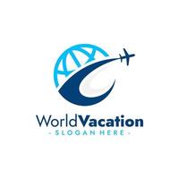 Welt Ferien Logo. Reise Agentur und Luftfahrt Design. Vektor Illustration