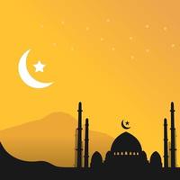 Moschee mit Mond im Nachmittagsvektorhintergrund vektor