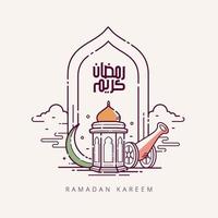 ramadan kareem arabisk kalligrafi med linje konst stil islamisk symbol vektor