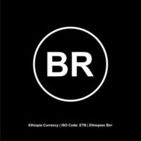 Äthiopien Währung Symbol, Latein Ausführung, äthiopisch birr Symbol, etb unterzeichnen. Vektor Illustration