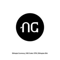 Äthiopien Währung Symbol, äthiopisch birr Symbol, etb unterzeichnen. Vektor Illustration