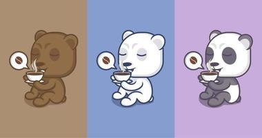 söt tecknad serie polär Björn och panda vektor