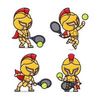 süß Karikatur Gladiator Sport Tennis vektor