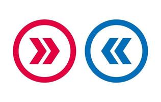 Design links rechts Pfeilsymbol blau und rot vektor