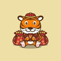 süß Karikatur Tiger im Chinesisch Neu Jahr vektor
