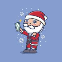 süß Karikatur Santa claus nehmen Selfie vektor