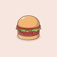 söt tecknad serie burger vektor