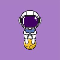 süß Karikatur Astronaut lesen ein Buch vektor