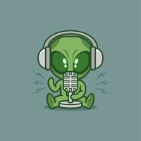 komisch Karikatur Aliens Podcast vektor