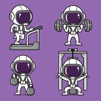 süß Karikatur Astronaut Fitness Sport vektor