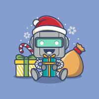 süß Karikatur Roboter auf Weihnachten vektor