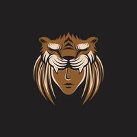 enkel logotyp av kvinna och tiger vektor