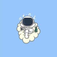 süß Karikatur Astronaut mit Bier und Musik- vektor