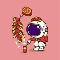 süß Karikatur Astronaut im Chinesisch Neu Jahr vektor