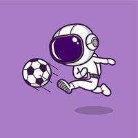 süß Karikatur Astronaut spielen Fußball vektor