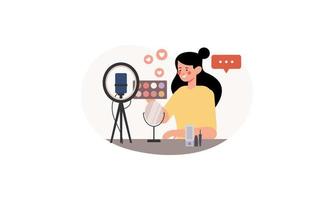 Schönheit Blogger Aufzeichnung bilden Lernprogramm Video zum ihr vlog Illustration vektor