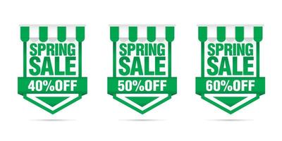 Einkaufen Verkauf. einstellen von Frühling Verkauf Grün Abzeichen 40, 50, 60 aus vektor