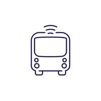 autonom shuttle buss ikon, förarlös transport linje vektor