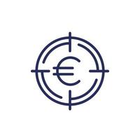 fokus på pengar linje ikon med euro vektor
