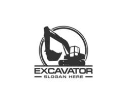 Bagger-Logo-Vorlagenvektor. Logo-Vektor für schwere Ausrüstung für Bauunternehmen. kreative baggerillustration für logo-vorlage. vektor
