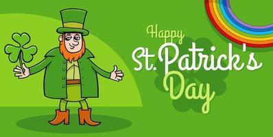 Saint Patrick Day Design mit Cartoon-Kobold mit Klee vektor