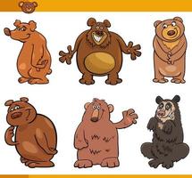tecknad serie rolig björnar djur- komisk tecken uppsättning vektor