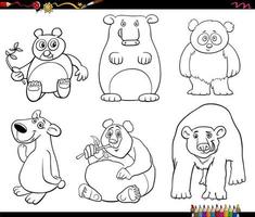 komisch Karikatur Bären Tier Zeichen einstellen Färbung Seite vektor