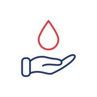 Hand halten Wassertropfen lineares Symbol. Wasser sparen, um das Symbol für die Weltlinie zu helfen. Pflege, sparen, Wohltätigkeit, Freiwilligenarbeit und Spendenkonzept. Zeichen für Ökologie. editierbarer Strich. Vektor-Illustration. vektor