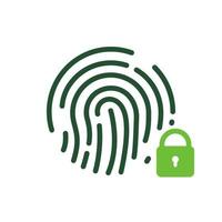 Fingerabdruck Identifizierung Farbe unterzeichnen. berühren Ich würde Linie Symbol. Finger drucken Scanner mit sperren Gliederung Symbol. biometrisch Identität. isoliert Vektor Illustration.