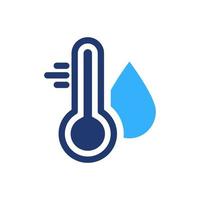 Wasser Temperatur Indikator Silhouette Symbol. Merkur Thermometer und Wasser fallen Farbe Piktogramm. Temperatur und Feuchtigkeit Niveau Symbol. isoliert Vektor Illustration.