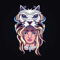 Wolf Mädchen Kunstwerk Illustration vektor