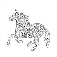 Pferd Tier Mandala Färbung Seite Vektor Kunst
