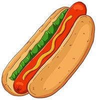 Hotdog Hand gezeichnet Karikatur Illustration vektor
